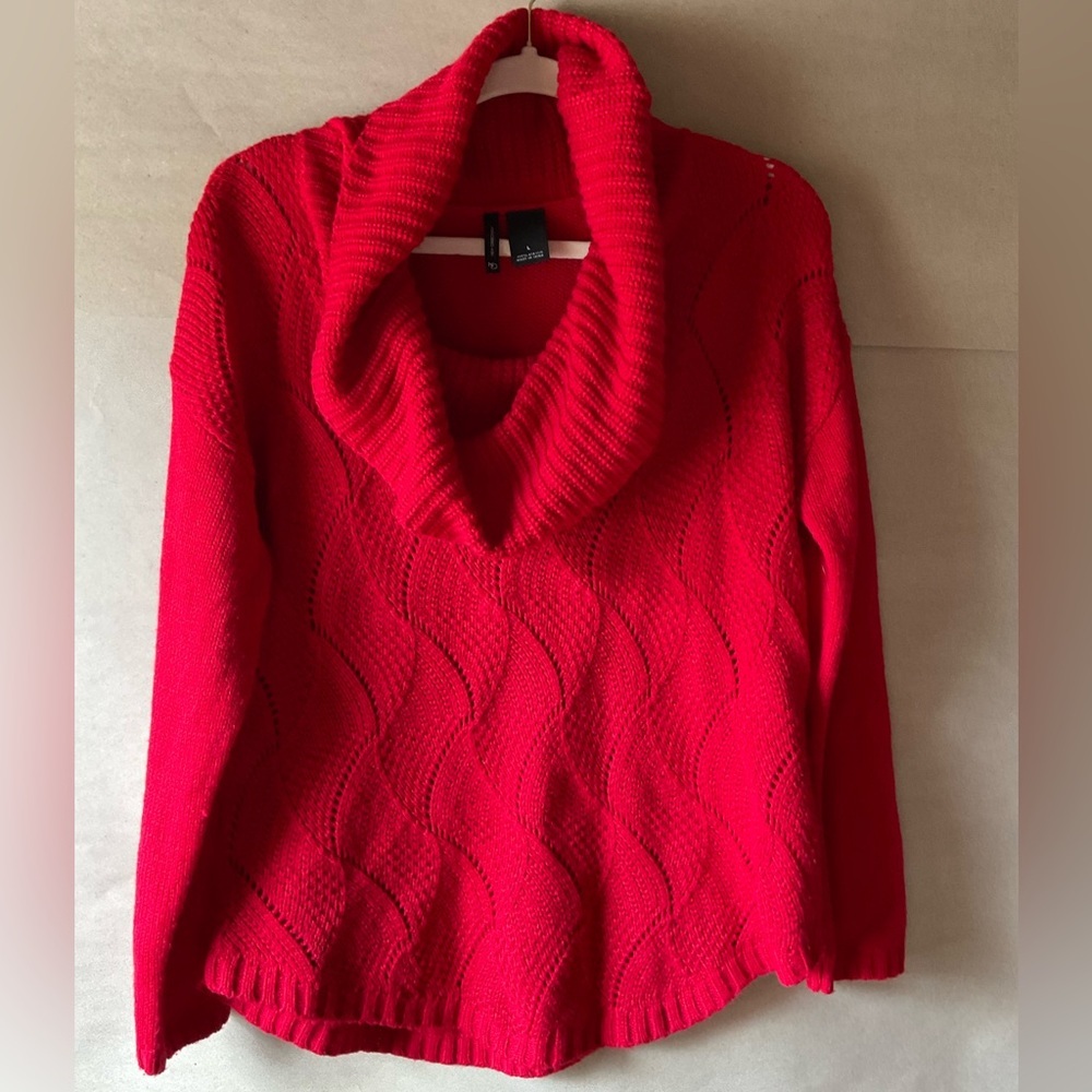 New Directions sweater. Red. Cowl neck. Size L